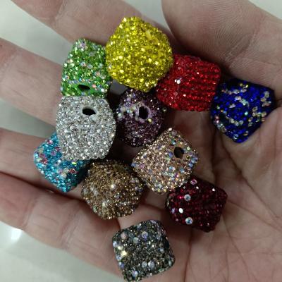 0.95一个/整包卖 15mm个性满钻软陶泥方块珠DIY手工串珠散珠串笔手机链饰品配件