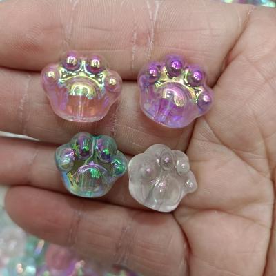 0.28元一个/整包卖 16*19mm镀UV彩竖孔夜光猫爪DIY手工串珠散珠串笔手机链饰品配件