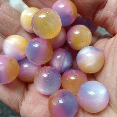 0.4元一个/整包卖 16mm个性三色猫眼圆珠DIY手工串珠散珠串笔手机链手链饰品配件