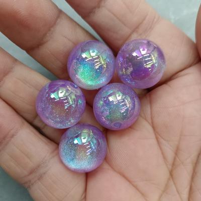 0.4元一个/整包卖 16mm镀UV彩银河星空圆珠DIY手工串珠散珠串笔手机链挂件饰品配件