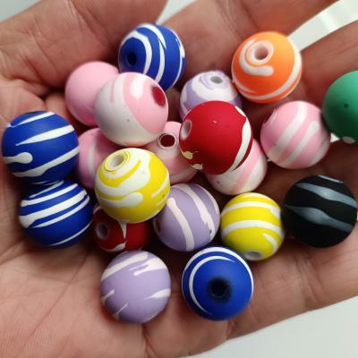 0.19元一个/整包卖 16mm个性橡皮漆手绘涂鸦圆珠 DIY手工串珠散珠串笔手机链饰品配件