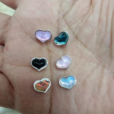 0.58一个/整包卖 8*10mm镀银合金四通猫眼小爱心DIY手工串散珠挂件钥匙链饰品配件