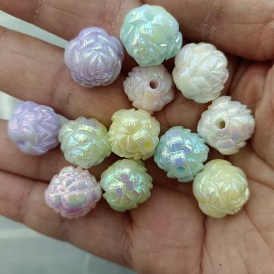 0.24元一个/整包卖 16mm夜光镀UV彩奶油玫瑰花珠DIY手工串珠散珠串笔手机链饰品配件