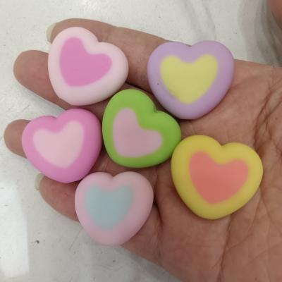 0.7元一个/整包卖 26mm手感漆双层爱心 DIY手工串珠散珠串笔手机链挂件项链饰品配件