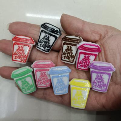0.55元一个/整包卖 25*30mm烤漆字母杯子咖啡杯DIY手工串珠散珠串笔手机链饰品配件
