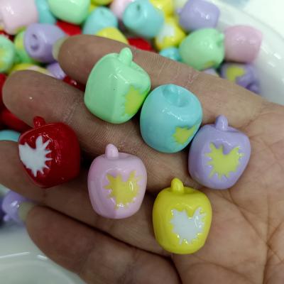 0.58元一个/整包卖 17*20mm烤漆咬一口立体苹果 DIY手工串珠散珠串笔手机链饰品配件