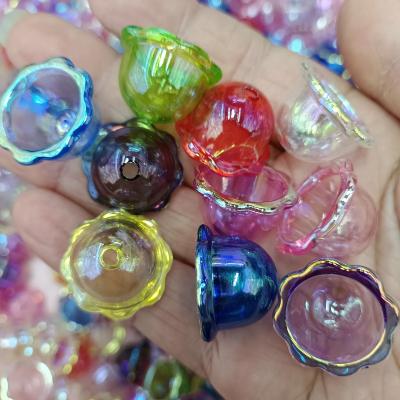 0.2元一个/整包卖 个性镀UV透彩花边风铃小铃铛 DIY串珠散珠串笔手机链挂件饰品配件