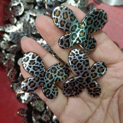 1.25元一个/整包卖 34*43mm大号银豹纹银底蝴蝶 DIY手工串珠散珠串笔手机链饰品配件