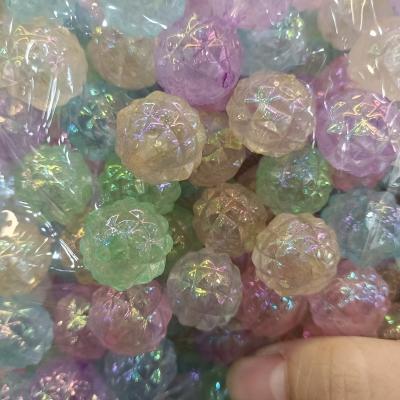 0.2元一个/整包卖 16mm镀UV彩夜光细闪菠萝珠 DIY手工串珠散珠串笔手机链饰品配件