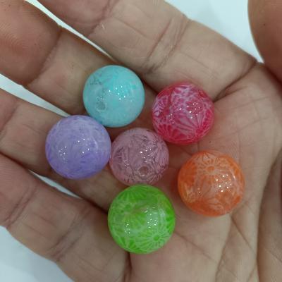 0.4元一个/整包卖 16mm镀UV云雾珠印雏菊圆珠 DIY手工串珠散珠串笔手机链饰品配件
