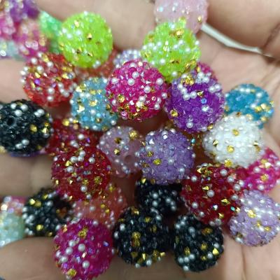 0.42元一个/整包卖 16mm重工透色繁星钻珍珠砂糖圆珠 DIY手工串散珠串笔挂件饰品配件
