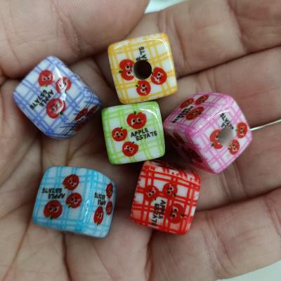0.45元一个/整包卖 15mm个性烤漆字母笑脸方块珠 DIY手工串珠散珠串笔手机链饰品配件