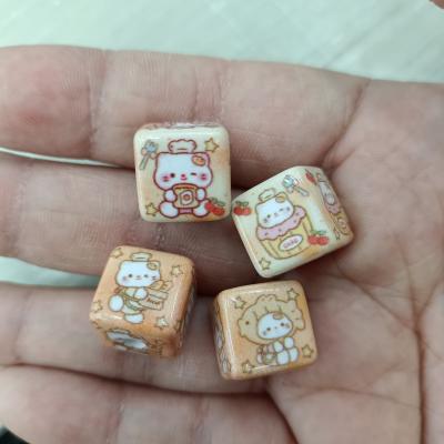 0.48元一个/整包卖 14mm烤漆鱼面包蛋糕猫方块珠 DIY手工串散珠串笔手机链饰品配件